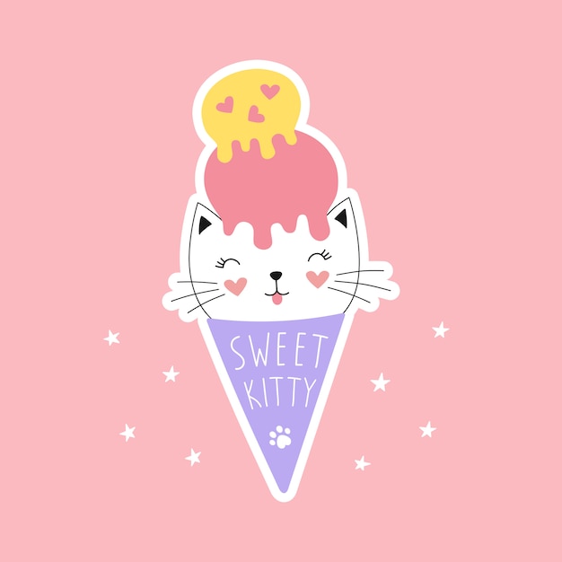 Cute sweet kitty in an ice cream cone.