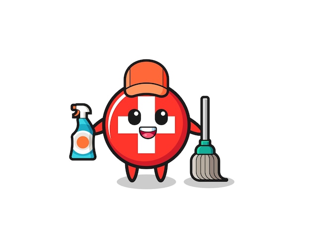 Cute switzerland character as cleaning services mascot , cute design