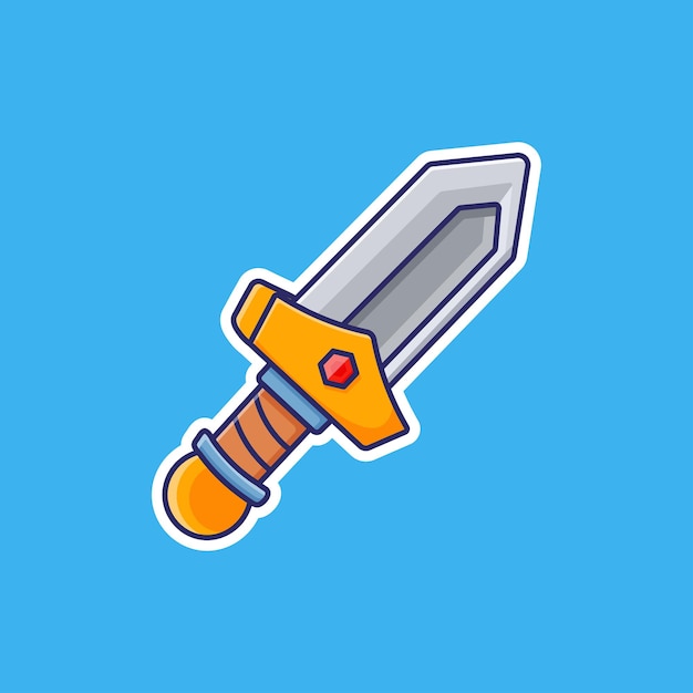 Cute sword cartoon vector icon isolated object