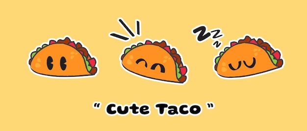 Cute Taco Mascot Character Vector Illustration Set