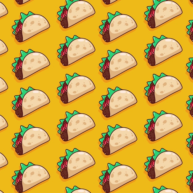 cute taco pattern illustration in flat design