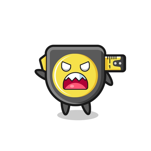 Cute tape measure cartoon in a very angry pose cute design