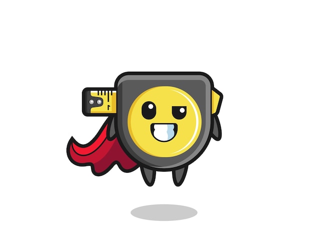 The cute tape measure character as a flying superhero