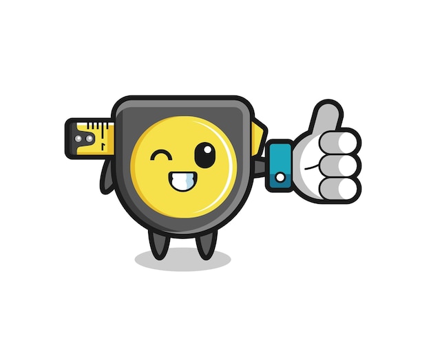 Cute tape measure with social media thumbs up symbol