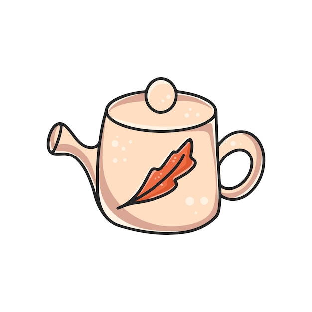 Cute teapot clipart flat cartoon kettle for making hot drinks subject of tea ceremony and tea