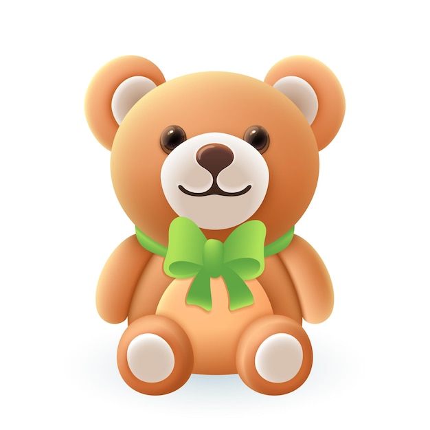 Cute teddy bear 3d illustration