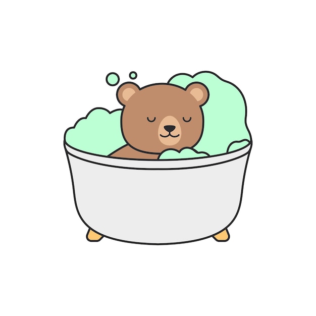 Cute teddy bear in a bathtub Vector illustration