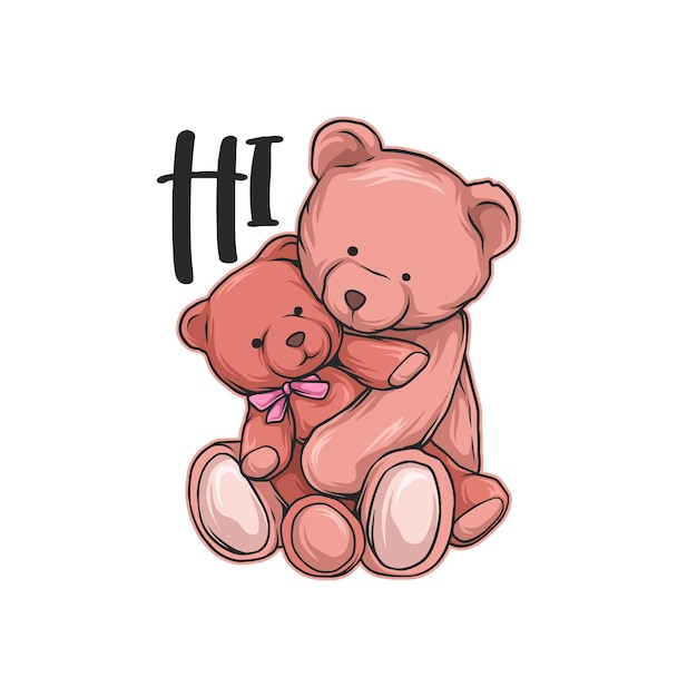 Cute teddy bear hand drawn illustration