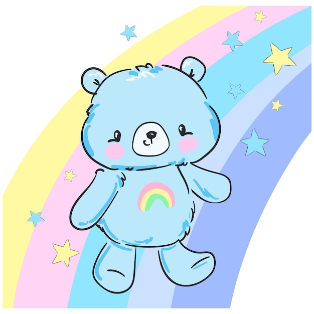 Cute Teddy Bear Kids print vector illustration