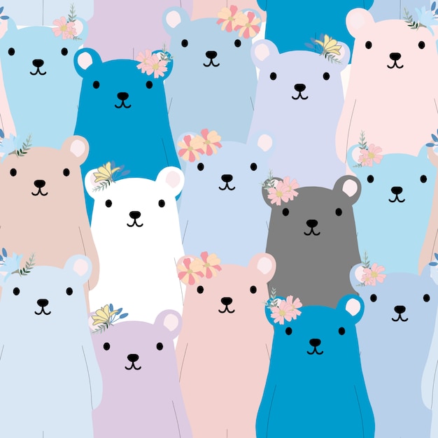 Cute teddy bear seamless pattern