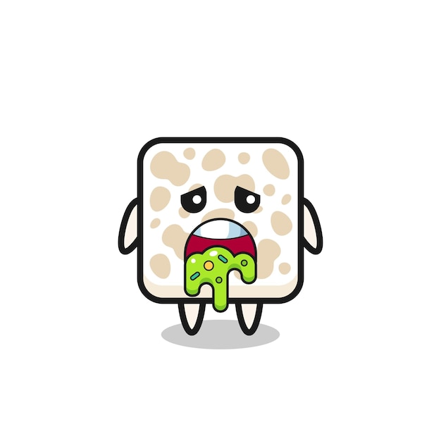 The cute tempeh character with puke