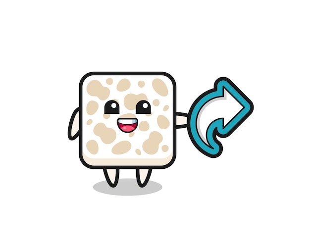 Cute tempeh hold social media share symbol