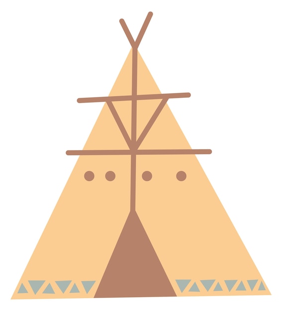 Cute tepee Native american tent in boho style isolated on white background