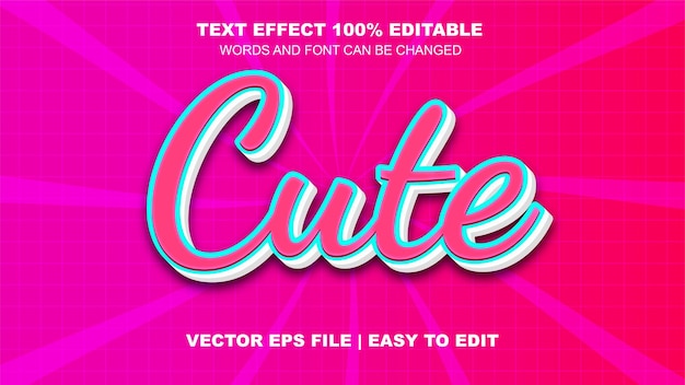 Cute text effect editable vector Eps