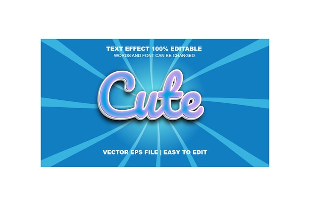 Cute text effect editable vector Eps