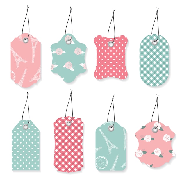 Cute textile label tags set.