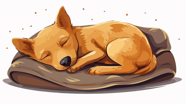 Vector cute thai dog sleeping on bed cartoon style stock photo