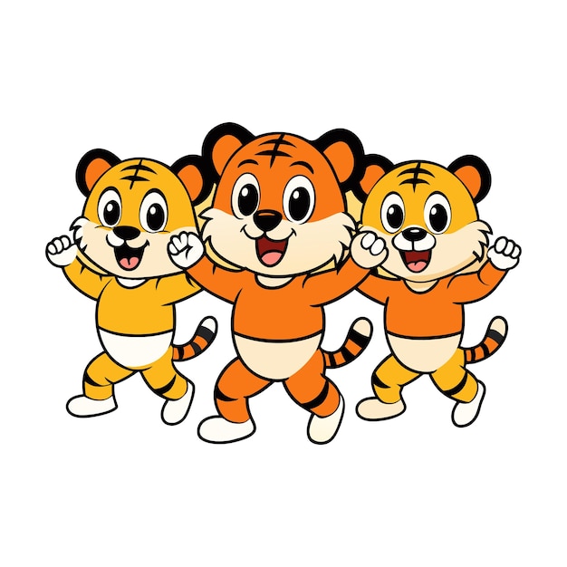 cute three baby tigers dancing