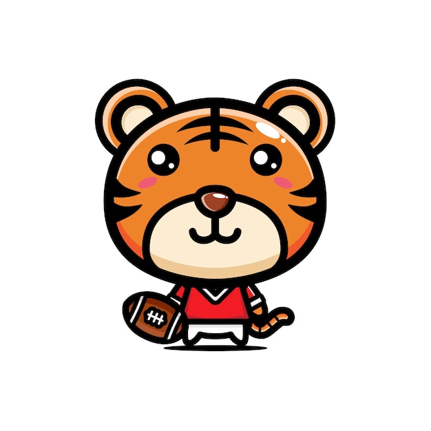 cute tiger american football player design