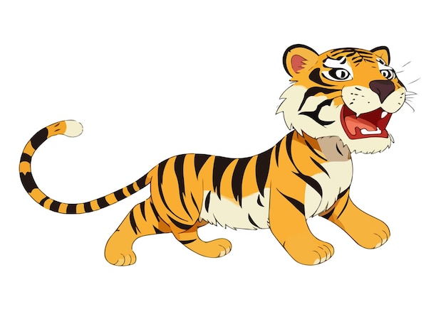 Cute tiger cartoon roaring Vector