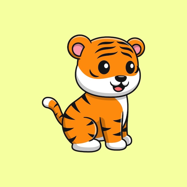 Cute tiger cartoon vector icon illustration. Flat cartoon style.