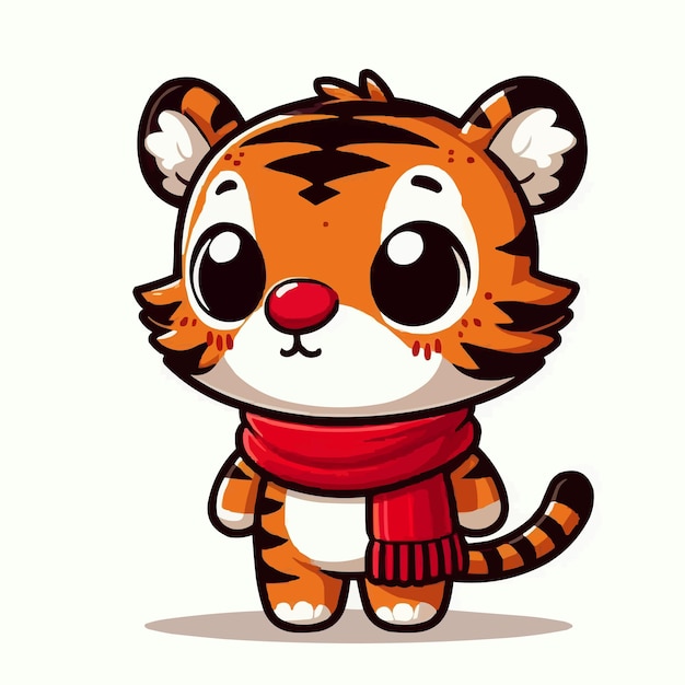 cute tiger cartoon vector on white background