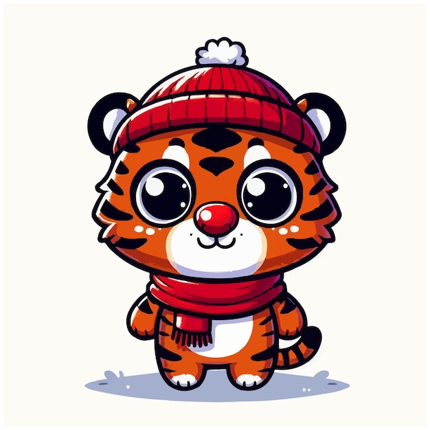 cute tiger cartoon vector on white background