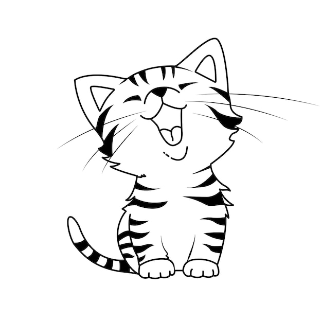 Cute tiger or cat coloring book for kids