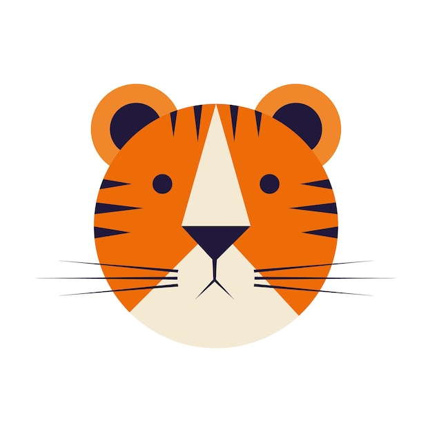 Cute tiger face. Cartoon style. Vector illustration. EPS10