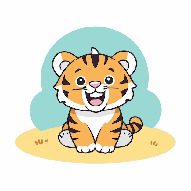 Vector cute tiger for kids vector illustration