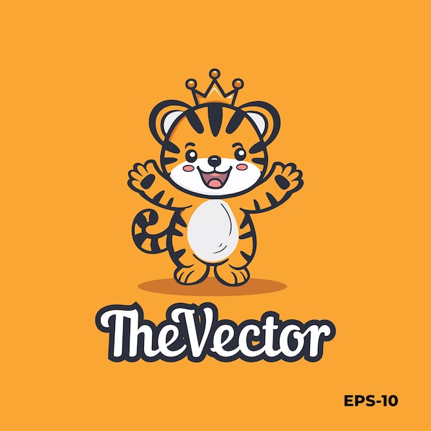 Vector cute tiger king logo vector mascot character cartoon illustration