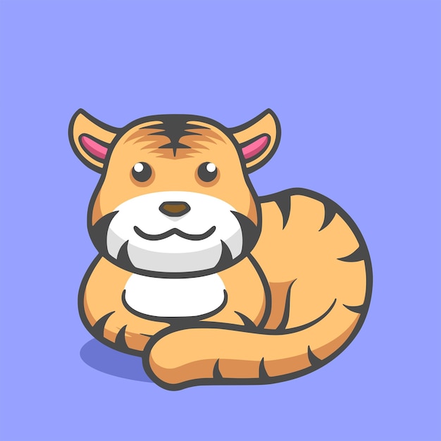 Cute tiger mascot cartoon calm