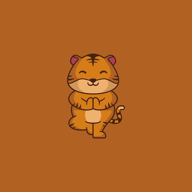 Cute Tiger Mascot Logo Design Illustration