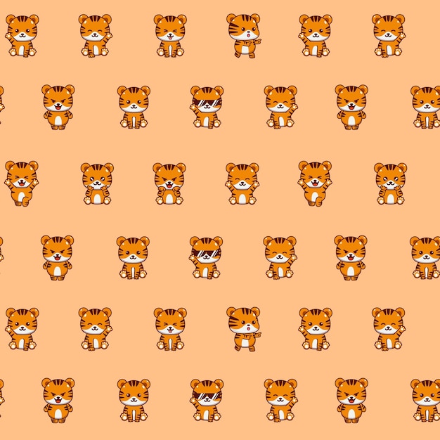 Cute tiger seamless pattern design Animal illustration