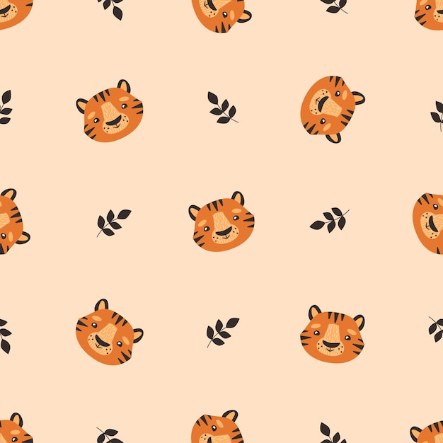 Cute tiger. Seamless pattern. Pattern for children. Vector illustration