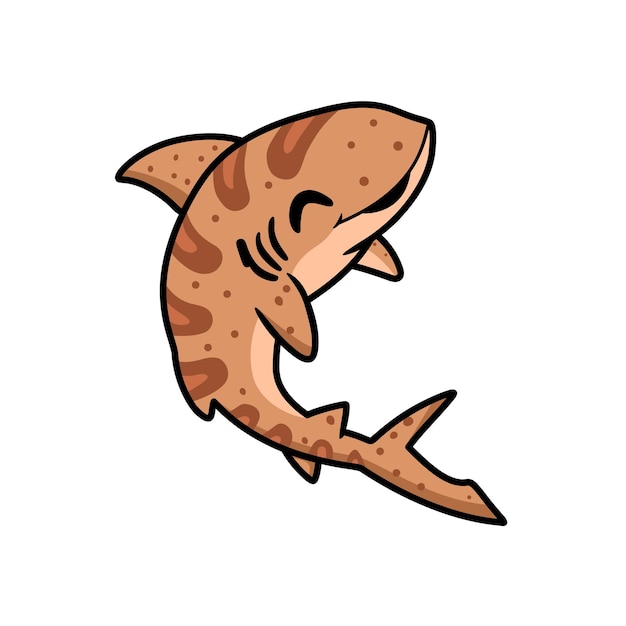 Cute tiger shark cartoon swimming