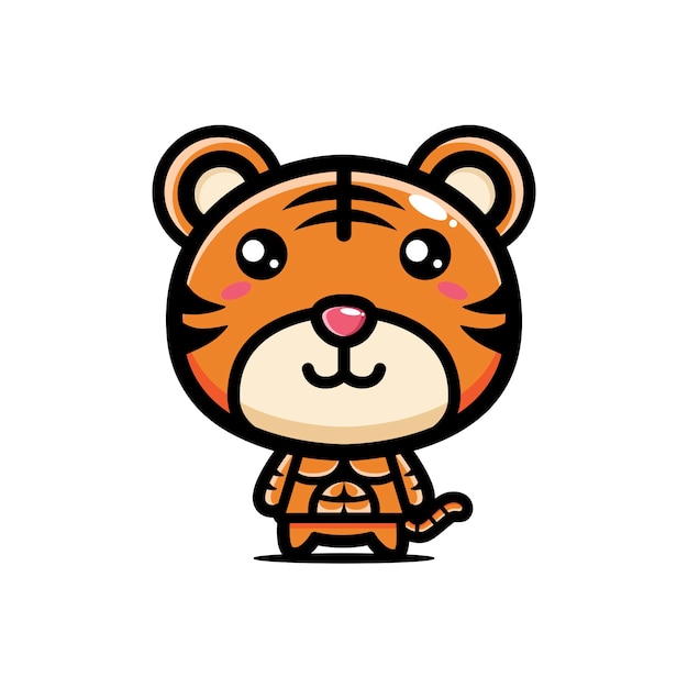 cute tiger strong and muscular