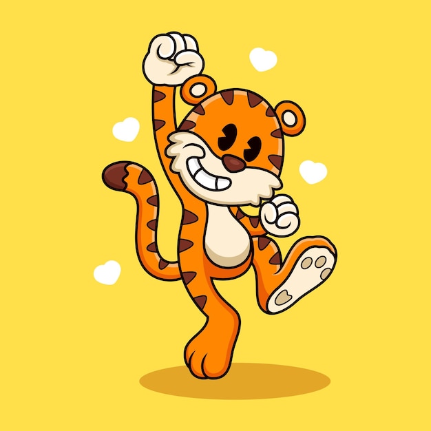 Cute tiger with energetic pose Animal vector icon illustration isolated on premium vector