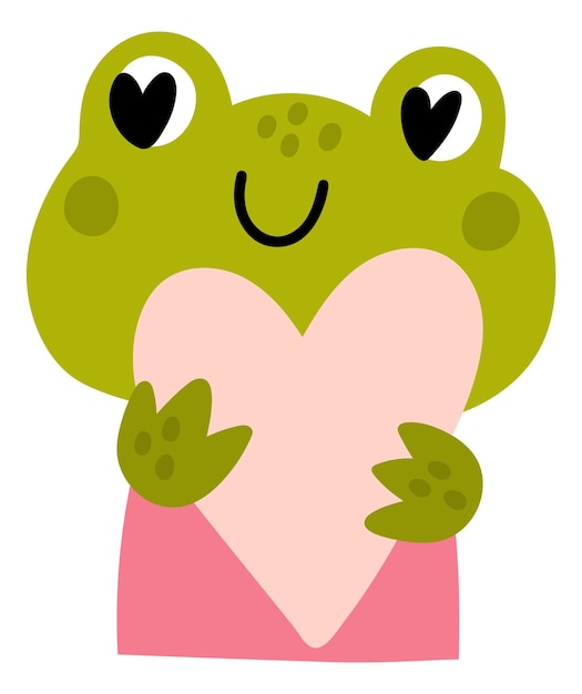 Cute toad with heart Romantic character for valentine card