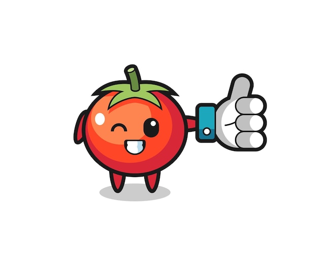 Cute tomatoes with social media thumbs up symbol , cute style design for t shirt, sticker, logo element