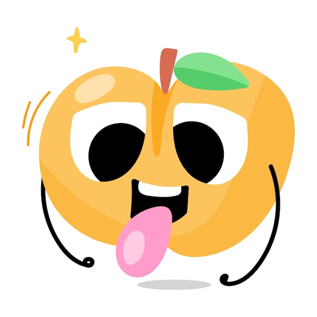 Vector a cute tongue out apple flat icon