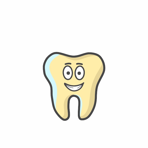 Cute Tooth Character Flat Cartoon Vector Template Design Illustration