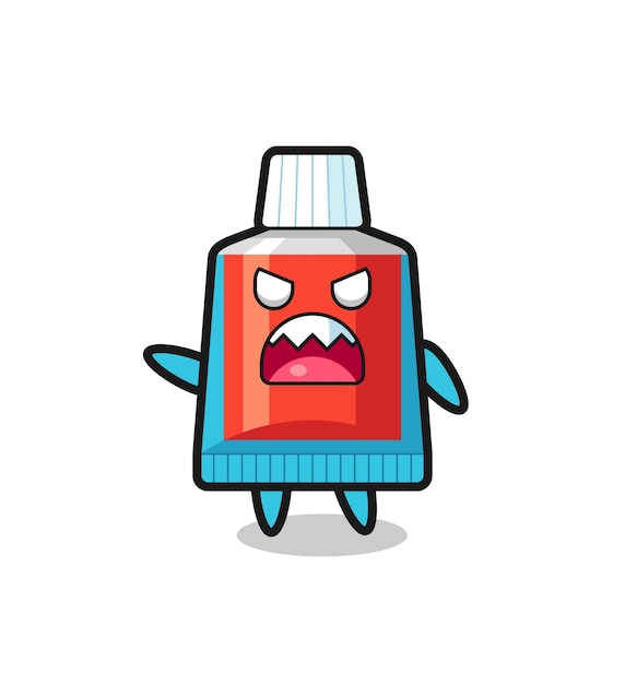 Cute toothpaste cartoon in a very angry pose