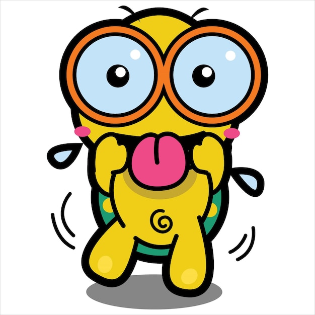 Cute Tortoise making faces cartoon design illustration