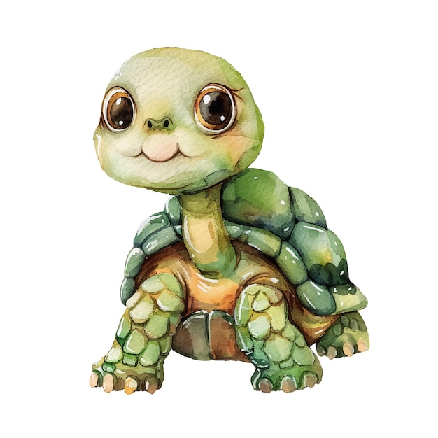 cute tortoise vector illustration in watercolour style