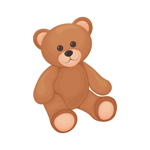 Cute toy bear a smiling teddy bear toy is sitting on the floor teddy bear vector illustration isolat...