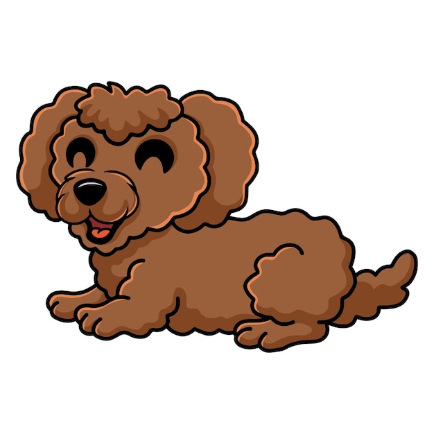 Cute toy poodle dog cartoon laying down