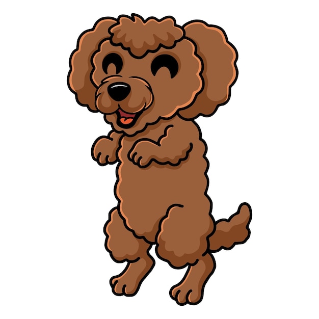 Cute toy poodle dog cartoon standing