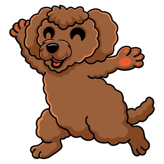 Cute toy poodle dog cartoon walking