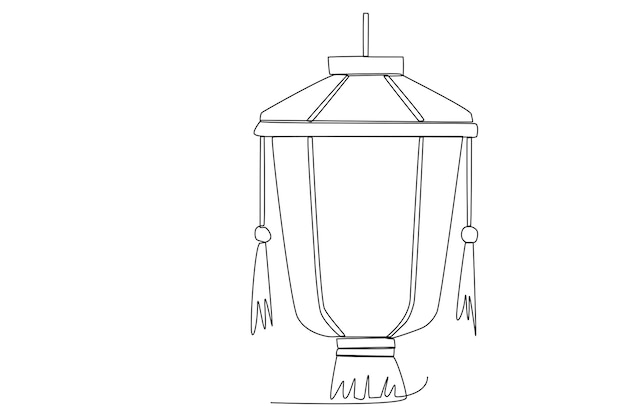 Cute traditional Chinese lantern one line art